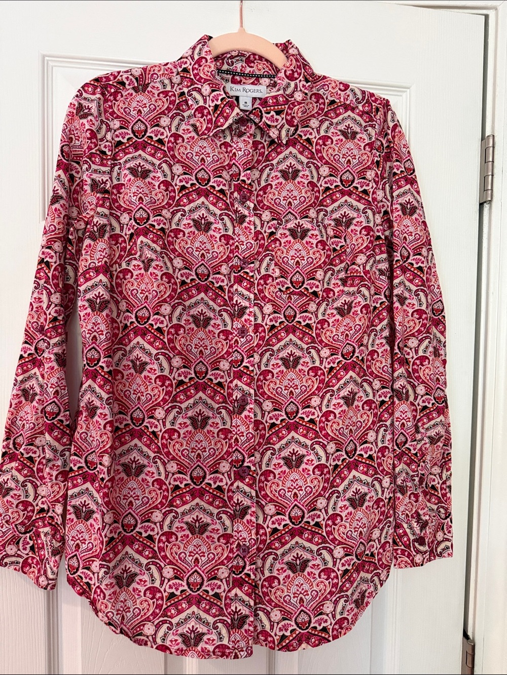 Kim Rogers Rose and Fuchsia Paisley Button-Down Shirt
